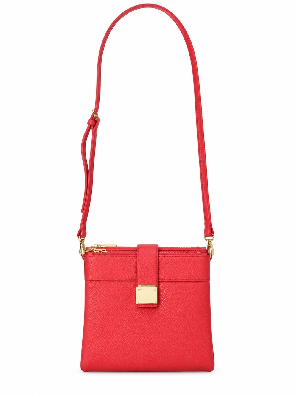 Jack French London Red 100% Leather Crossbody Bag with Gold Accent - Like New